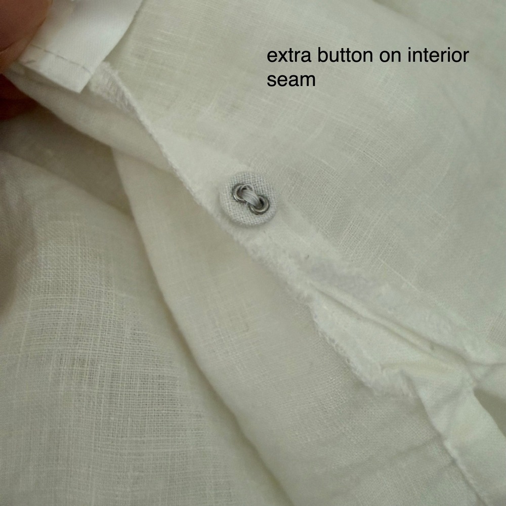 Eileen Fisher White 100% Irish Linen Button Front Tunic Shirt Large long Sleeve - Picture 6 of 10